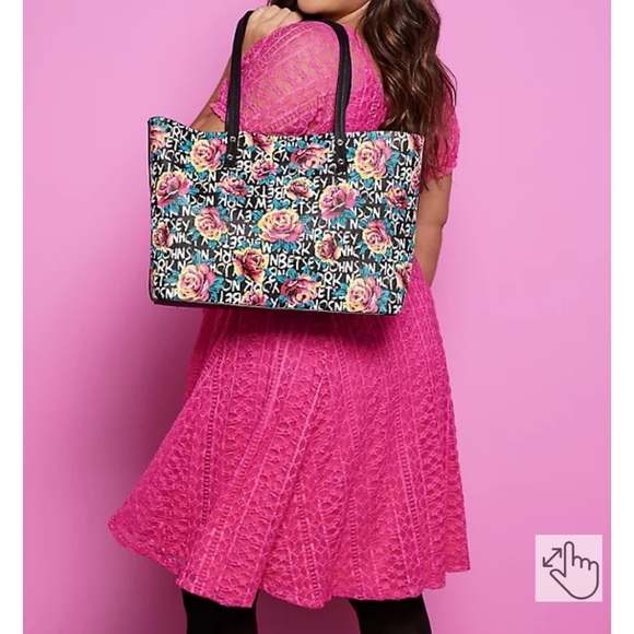 BETSEY JOHNSON FIT & FLARE PUFF SLEEVE MINI DRESS - PINK TORRID Size 2 - Picture 4 of 7